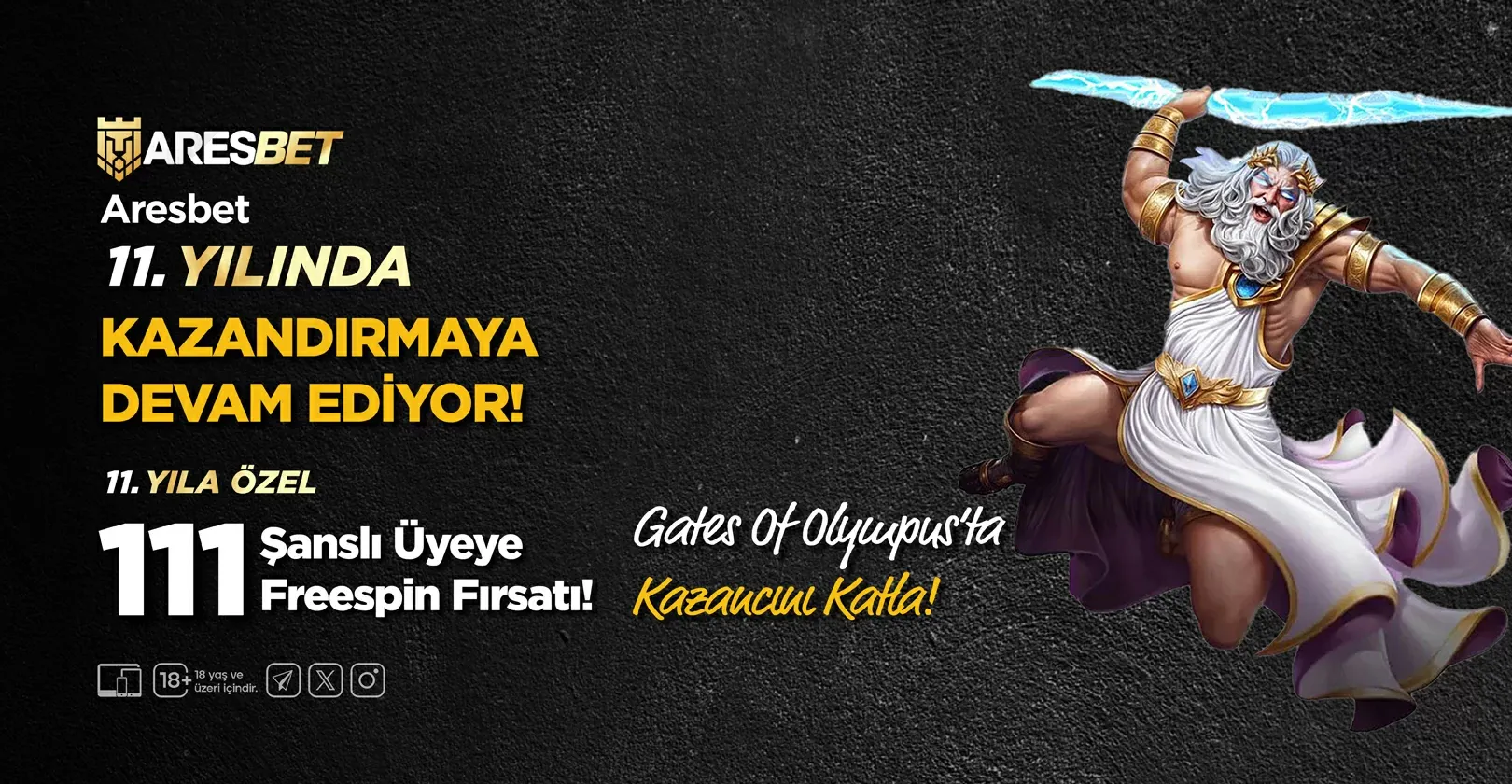 11. Yıla Özel 111 Freespin Bonusu